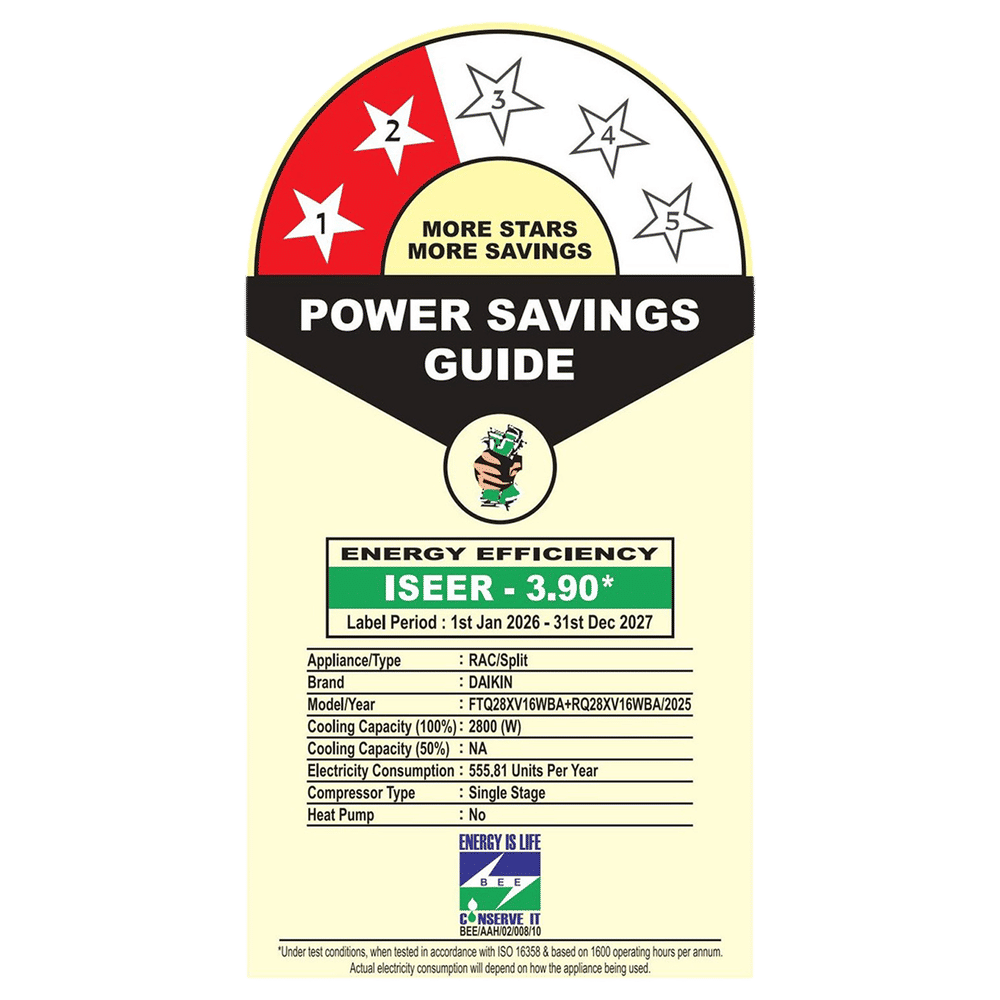 DAKIN 0.80 TON 2 STAR SPRIT AC (COPPER CONDENSER) PM 2.5 FILTER (FTQ28XV16WBA)